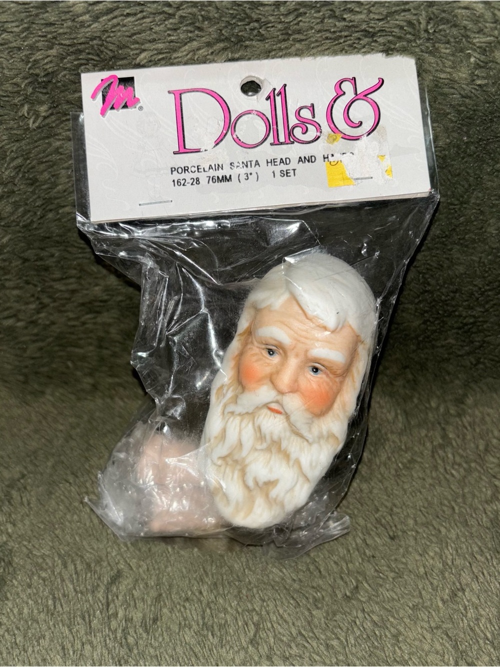 Vintage 1993 Mangelsen Porcelain Santa Head & Hands Set 3” NOS Doll Making